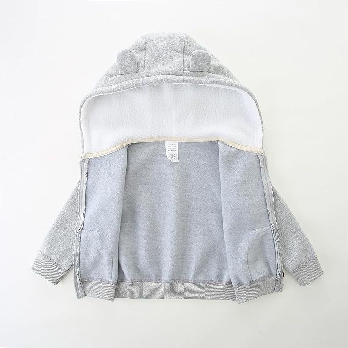 Baby Boy Girl Clothes Zip-Up Hoodies with Sherpa Lining Spring Fall Outerwear Coat