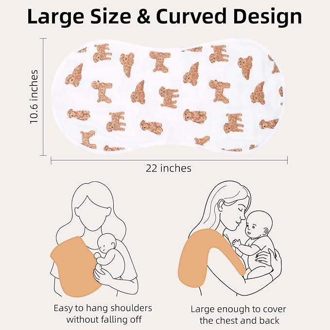 LifeTree Muslin Baby Burp Cloths - 2 Pack 70% Viscose from Bamboo and 30% Cotton Large 22'' by 10'' Absorbent Milk Spit Up Rags - Burping Cloths for Newborn, Girls Boys, GoldenRetriever & PoodleDog