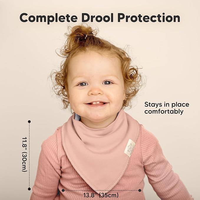 KeaBabies 10-Pack Organic Baby Bandana Bibs for Girls - Super Absorbent Triangle Baby Bibs for Drooling and Teething Infant, 100% Cotton Extra Soft for Newborn, Infant 0-36 Months (Cupcake)