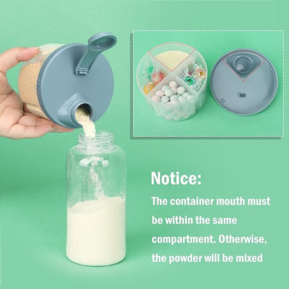 Accmor Baby Formula Dispenser On The Go, Non-Spill Rotating Four-Compartment Formula Container to Go, Milk Powder Kids Snack Container for Infant Toddler Travel Outdoor, Blue