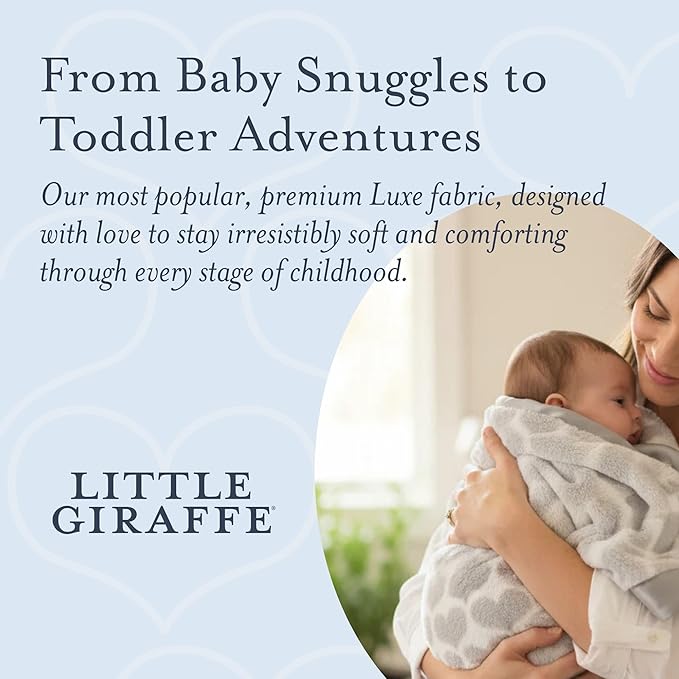 Little Giraffe Luxe Baby Blanket – 29x35” Satin Trim, Heart Army Silver | Ultra-Soft, Hypoallergenic Stroller & Nursery Blanket | Perfect for Newborns & Toddlers