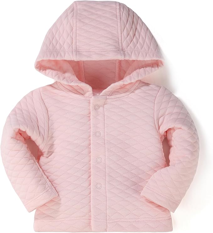 100% Cotton Baby Fall Hoodies Jacket, Comfortable Soft and Warm Baby Spring Jacket,0-24Months Solid-Coloured Coat