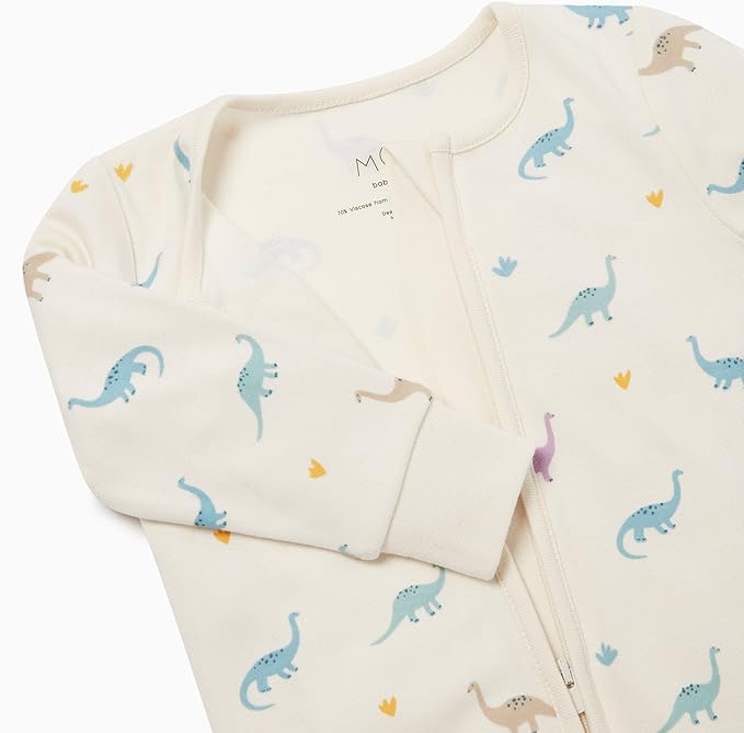 MORI Baby Unisex Clever Pajamas with Two Way Zip - Comfort Breathable Jumpsuit Footed Nightwear for Toddler Boys and Girls