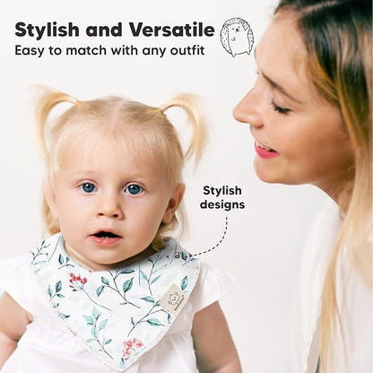 KeaBabies 10-Pack Organic Baby Bandana Bibs for Girls - Super Absorbent Triangle Baby Bibs for Drooling and Teething Infant, 100% Cotton Extra Soft for Newborn, Infant 0-36 Months (Tea Party)