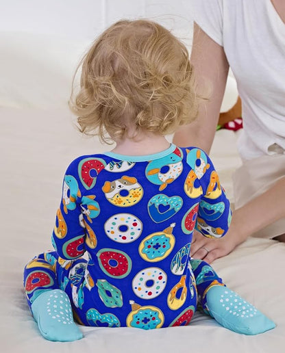 Bamboo Viscose Baby Convertible Footie Pajama, Zipper Pajamas for Baby Boys & Girls, Sleep & Play Footed Pjs