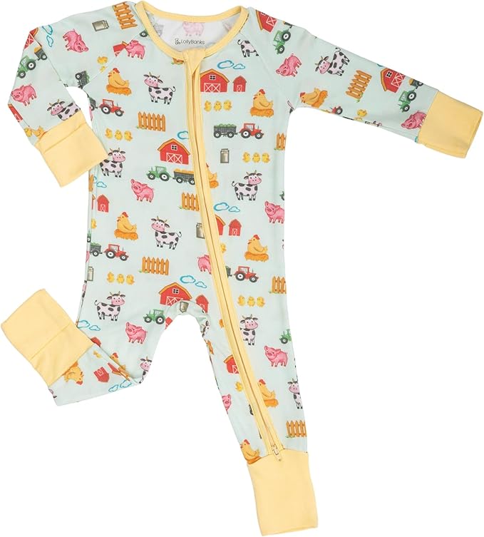 LollyBanks Baby Pajamas, 2-Way Zipper Infant Romper, 95% Viscose Made from Bamboo and 5% Spandex, Baby Sleepers