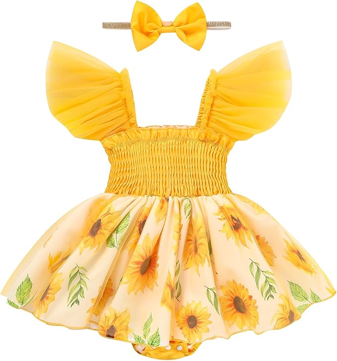 Baby Girl Clothes Infant Tulle Romper Ruffe Sleeveless Bodysuit Baby Girl Outfits Infant Girl Dress 0-18M