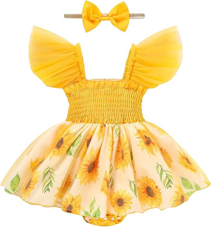 Baby Girl Clothes Infant Tulle Romper Ruffe Sleeveless Bodysuit Baby Girl Outfits Infant Girl Dress 0-18M