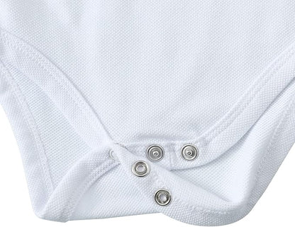 ROMPERINBOX Newborn Baby Boy Collared Onsies Polo Shirt Bodysuit Pique Solid Color Mesh Bubble Short Sleeve Romper Clothes