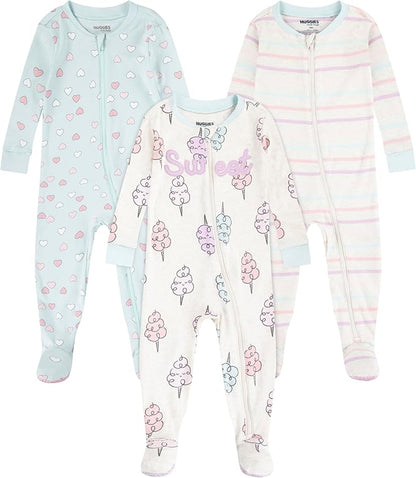 HUGGIES unisex-baby 3-pack Footed Coverall Pajamas