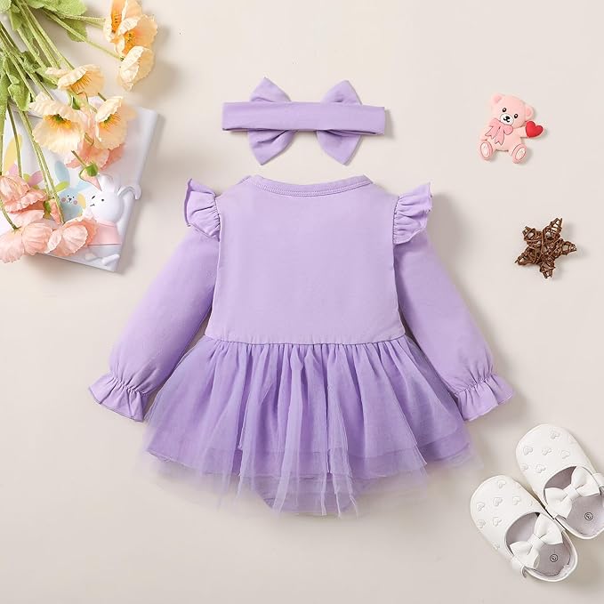 Magic Park 0-18M Infant Bodysuit Tutu Dress Baby Girl Romper Dress Toddler Solid Color Tulle Skirt Baptism Holidays Outfits