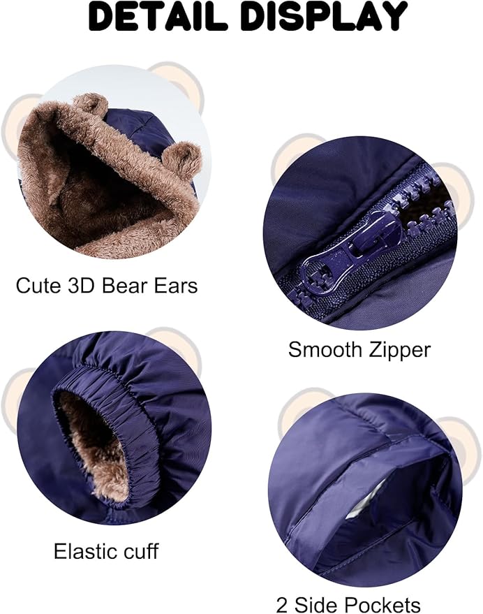 COZYPOIN Toddler Baby Boys Girls Winter Fleece Jackets Cute Bear Hooded Coats Little Kids Warm Windproof Outerwear for 1-6T