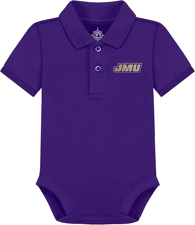 Creative Knitwear College Baby Polo Bodysuit Solid - Team Logo, Multiple Colors, for Boys & Girls (0-12 Months)