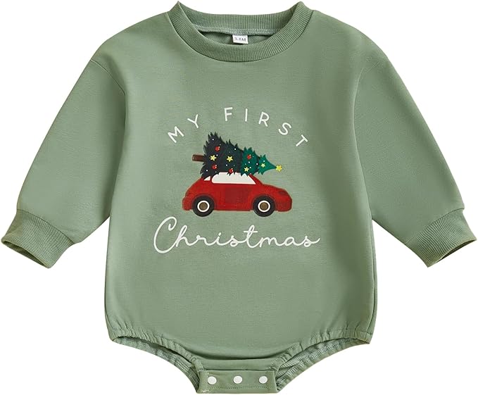 CIYCUIT My First Christmas Baby Boy Girl Outfit Infant Long Sleeve Christmas Bodysuit Romper