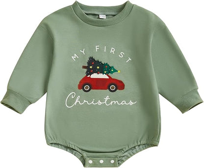 CIYCUIT My First Christmas Baby Boy Girl Outfit Infant Long Sleeve Christmas Bodysuit Romper