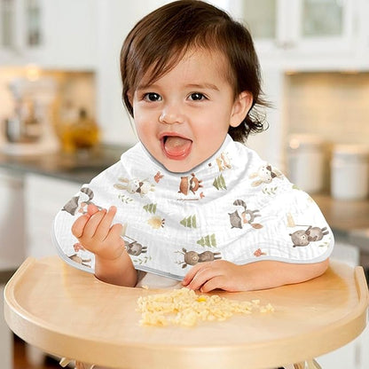 vvfelixl Baby Burp Cloths Woodland Animals Watercolor Baby Newborn Cotton Burping Cloths Set Baby Washcloths 4 Pack White