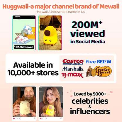 Huggwaii Squishy Capybara Night Light for Kids - Soft Silicone Tap-Control Kids Night Light with 2 Brightness Levels & 20-Min Timer, Cute Lamp for Nursery Bedroom Decor, Baby Gift (1200mAh Battery)