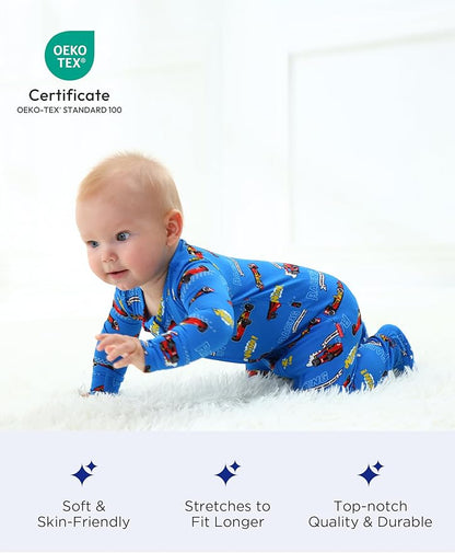Bamboo Viscose Baby Boy Footie Pajamas, Infant Clothes, 2 Way Zipper Newborn Sleepers