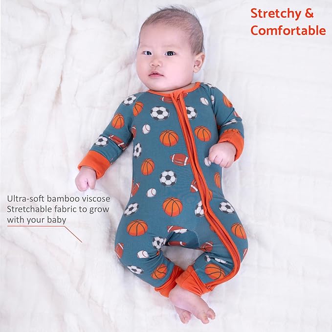 LollyBanks Baby Pajamas, 2-Way Zipper Infant Romper, 95% Viscose Made from Bamboo and 5% Spandex, Baby Sleepers
