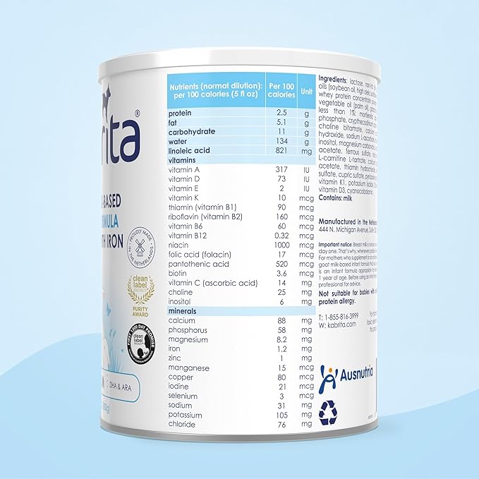 Kabrita Goat Milk-Based Infant Formula Powder with Iron, DHA, ARA & Prebiotics, for Infants 0–12 Months, Non-GMO, 28 oz