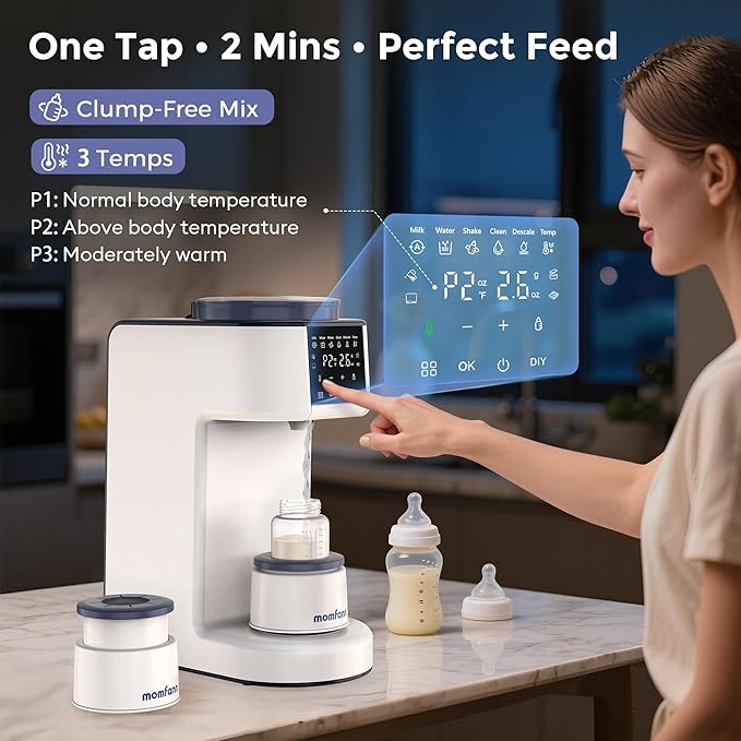 Formula Maker Pro, 2-Minute Quick Mix Baby Formula Dispenser, One-Touch Automatic Milk Maker, 3 Formula Temps + 4 Hot Water Choice, 2L Tank & Sealed Powder Container for Clump-Free Formula