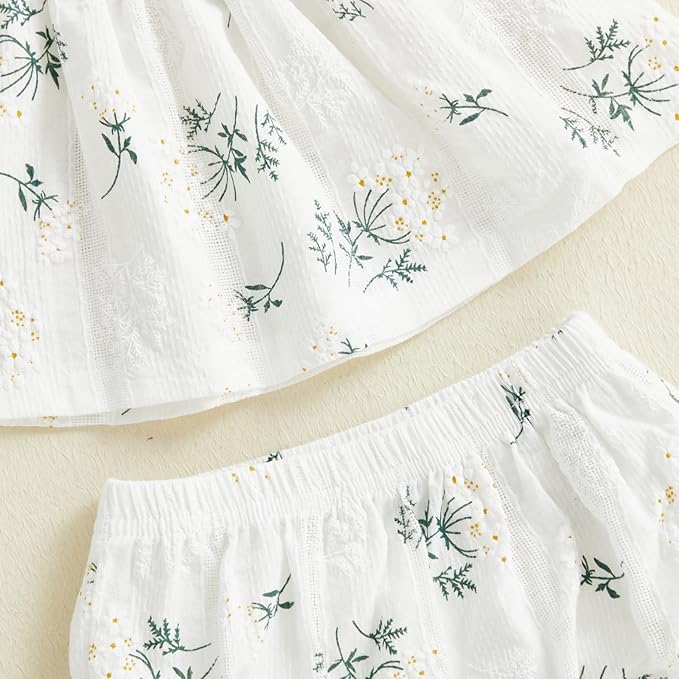 Mubineo Baby Girl Summer Clothes Cute Ruffle Tops Dress Shorts Outfits Set Infant Toddler Shrit Bloomers Princess Outfit