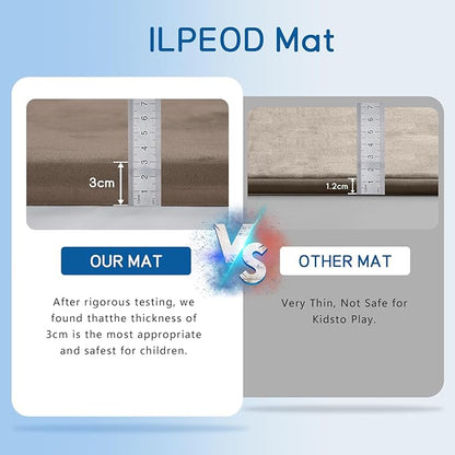 Baby Play Mat for Floor Tummy Time Mat Nursery Rug Muscle Mat Area Rug Playroom Rug Tatami Mat 4'11x3'28" Memory Foam 1.3" Thick Crawling Mat For Babies,Toddlers, Infants, Kids,Floor Mat(Brown)