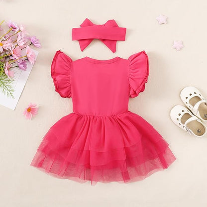Baby Girl Clothes Infant Ruffle Sleeve Romper Dress Newborn Solid Tutu Skirt Sets Jumpsuit Headband Outfit