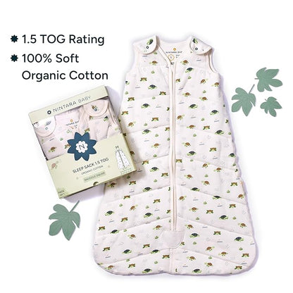 1.5 TOG Sleep Sack - Premium Organic Cotton, Soft, Breathable, Wearable Blanket for Newborns, Infants & Toddlers (0-6 Months), Unisex Baby Sleeping Bag, Gifts for Babies