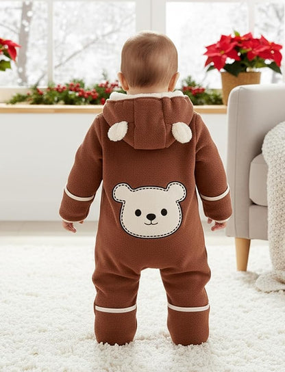 PATPAT Fleece Hooded Footed Clothes, Soft Warm Footie Covers, Car Seat Friendly, Easy Zip,Cute Romper Newborn Infant Jumpsuit