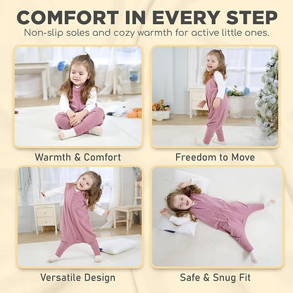 Mama Cheetah Toddler Sleep Sack with Feet, 0.5 TOG Organic Cotton Baby Sleeping Bag with Legs, Baby Wearable Blankets for Walkers w/ 2-Way Zipper, Baby Sleep Sack for Girls & Boys, Large Walker 3-4 T