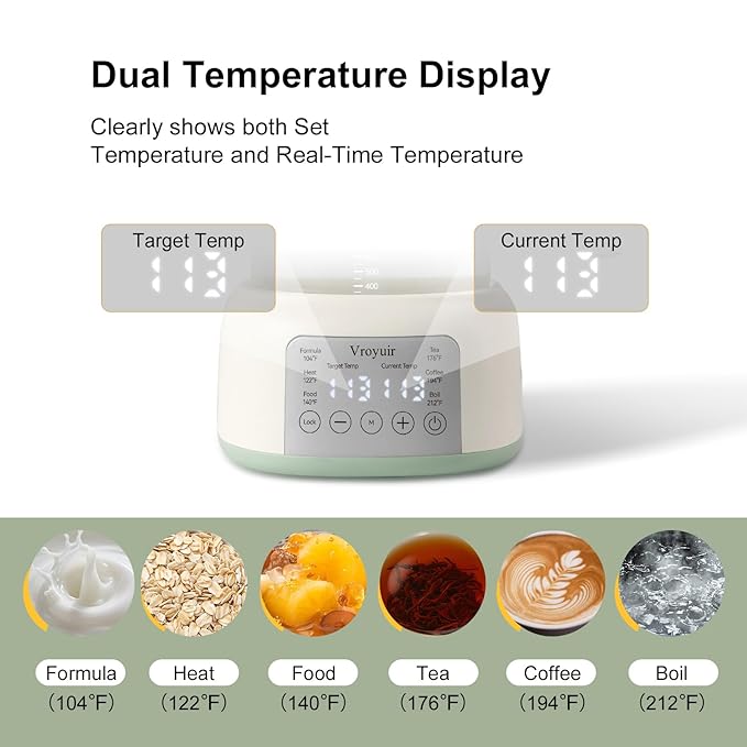 Instant Baby Water Warmer and Formula Dispenser, 1.5L Detachable Glass Tank with 6-Temp Settings, 72H Keep-Warm & Night Light, Universal for All Baby Bottles