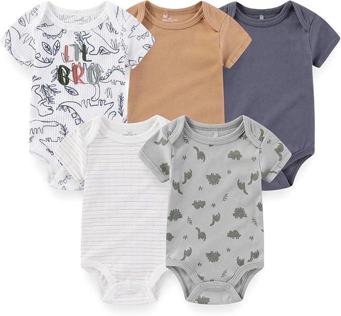 Baby Boy Girl Bodysuit 5 Pack Cotton Short Sleeve Romper Soft Baby Clothes Outfit 0-12 Month