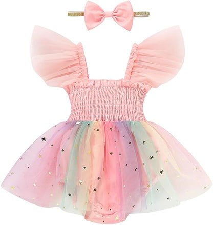 Baby Girl Clothes Infant Tulle Romper Ruffe Sleeveless Bodysuit Baby Girl Outfits Infant Girl Dress 0-18M