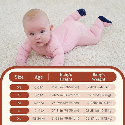 Baby Zipper Footies Pajamas, One-Piece Zip Front Jumpsuit for Boys Girls, Newborn to 24 Months