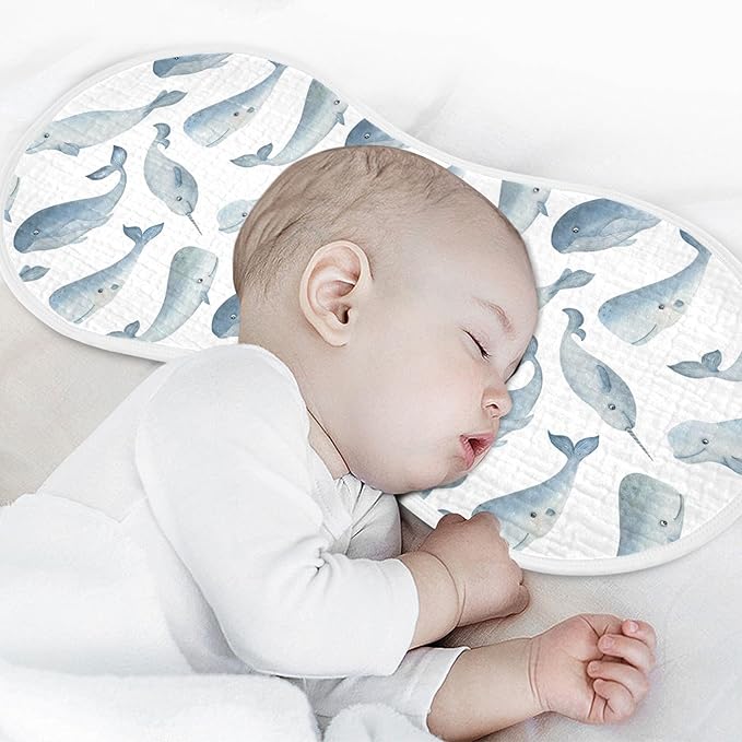 vvfelixl Muslin Burp Cloths Whale Dolphin Baby Washcloths for Baby Girl Boys 2 Pack