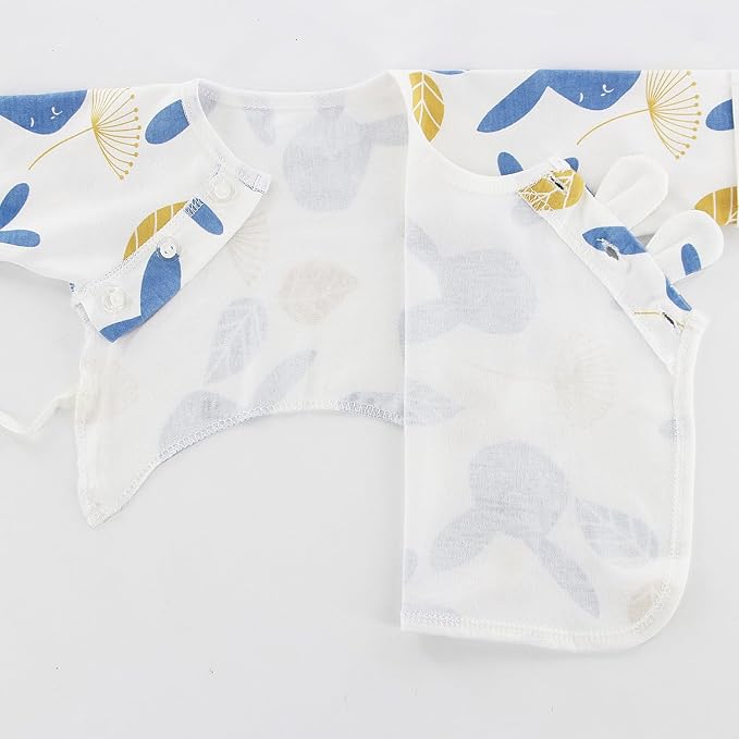 Newborn Side snap Shirts for Baby Girls & Boys, Purcotton Baby Girls & Boys Top Tees with Cute Patterns, 2-Pack