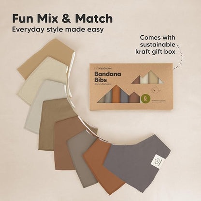 KeaBabies 8-Pack Organic Baby Bandana Bibs for Boys, Girls - Super Absorbent Triangle Baby Bibs for Drooling and Teething Infant, 100% Cotton Extra Soft for Newborn, Infant 0-36 Months (Eclipse)