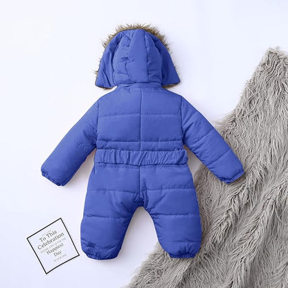 Baby Boys Girls One-Piece Snowsuit Winter Padded Coat Hooded Ski Suit Full Zip Insulated Jacket Jumpsuit Ski Clothes
