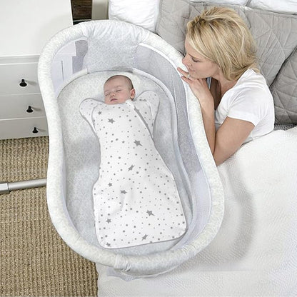 3-Way Wearable Swaddle Blankets Sleep Sacks with Arms Up, Hands Up Sleeping Sack Easy Diaper Changing Sleeping Bag for Baby Boy Girl Newborns Transitions to Arms-Free Calms Startle Reflex