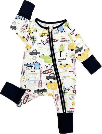 Bow Dream Bamboo Rayon Baby Boy Romper Footed Long Sleeve Footies Newborn Girl Clothes Footless with Zipper and Mitten Cuffs