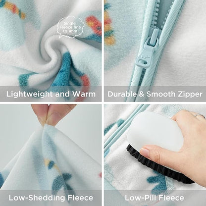 DAVE&BELLA Toddler Printed Polar Fleece Jacket, Zip Up Lightweight Outerwear for Kids Boys Girls Fall Spring Coat 2-9 Years