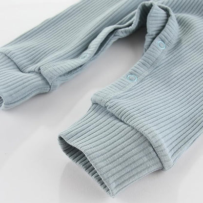 Baby Boy Girl Romper 2 Pack Long Sleeve Button Jumpsuit Cotton Unisex Infant Baby Clothes for 0-24 Months