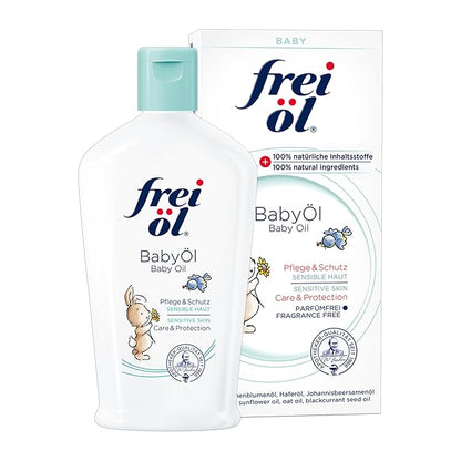 frei öl Baby Oil – 100% natural ingredients – for babies, kids & adults – fragrance-free, vegan, soothes sensitive skin & helps with eczema – protects against diaper rash – 4.7 fl oz