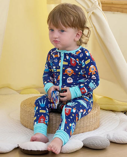Bamboo Viscose Baby Convertible Footie Pajama, Zipper Pajamas for Baby Boys & Girls, Sleep & Play Footed Pjs