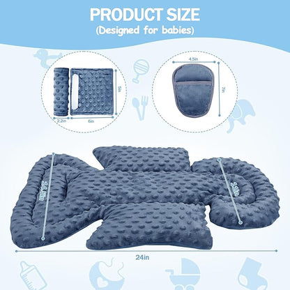 Infant Car Seat Insert Boy Girl, 3 in 1 Newborn Carseat Insert with Strap Pads, Car Seat Head Support for Baby Strollers, Swings, and Bouncers, Comfortable and Machine Washable, Blue