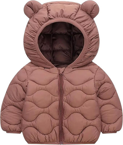 Toddler Winter Coats Puffer Padded Jacket Baby Boys Girls Bear Hoods Down Jacket Light Weight Infant Outerwear