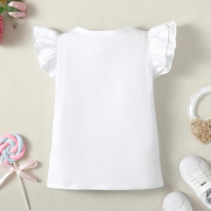 12M-14Y Toddler Baby Girls T Shirt Solid Color Blouse Ruffle Top Cotton Casual Tees Plain Shirt