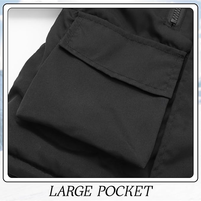 Winter Kids Boys Snow Coats Black Puffer Jacket Hooded Clothes Fleece-Lined Wear