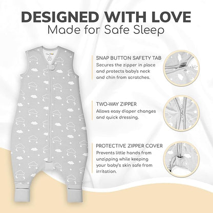 Mama Cheetah Toddler Sleep Sack with Feet in 1.0 Tog Organic Cotton for Boys and Girls, Baby Sleep Bag with Legs and 2-Way Zipper, Early Walker Medium